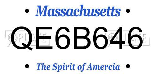 QE6B646 Massachusetts License Plate