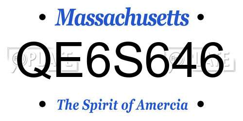 QE6S646 Massachusetts License Plate