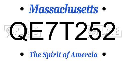 QE7T252 Massachusetts License Plate