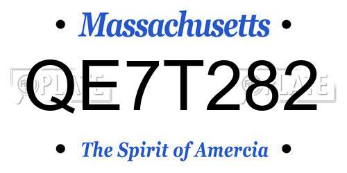 QE7T282 Massachusetts License Plate