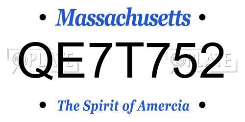 QE7T752 Massachusetts License Plate