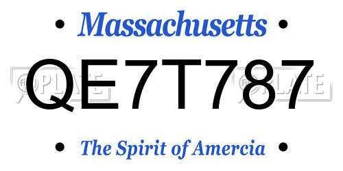 QE7T787 Massachusetts License Plate