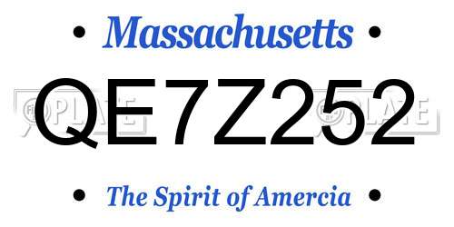 QE7Z252 Massachusetts License Plate