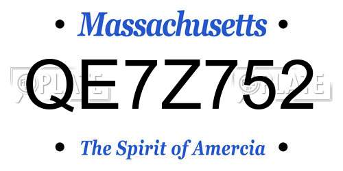 QE7Z752 Massachusetts License Plate