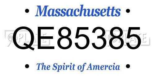 QE85385 Massachusetts License Plate