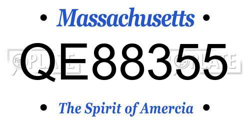 QE88355 Massachusetts License Plate