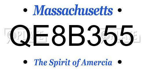 QE8B355 Massachusetts License Plate