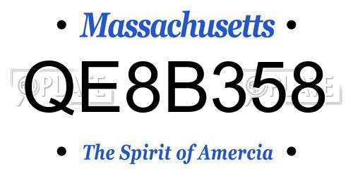 QE8B358 Massachusetts License Plate