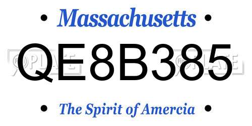 QE8B385 Massachusetts License Plate