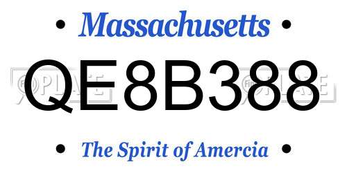QE8B388 Massachusetts License Plate