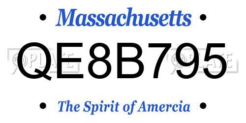 QE8B795 Massachusetts License Plate