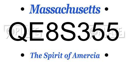 QE8S355 Massachusetts License Plate