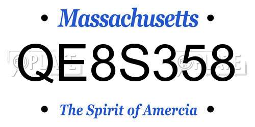 QE8S358 Massachusetts License Plate