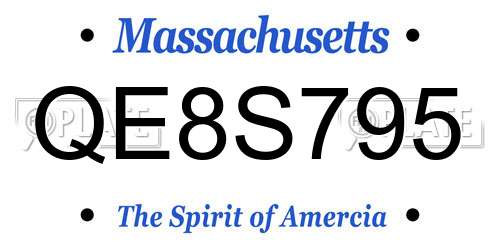 QE8S795 Massachusetts License Plate