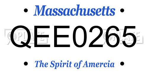 QEE0265 Massachusetts License Plate