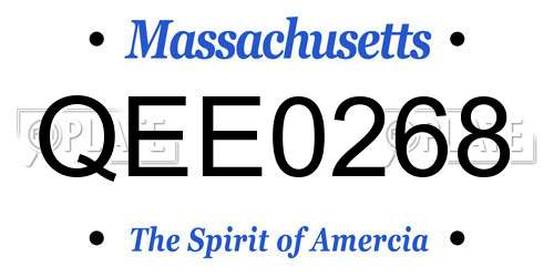 QEE0268 Massachusetts License Plate