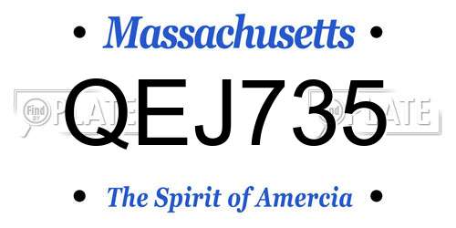 QEJ735 Massachusetts License Plate