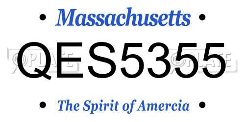 QES5355 Massachusetts License Plate