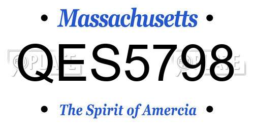 QES5798 Massachusetts License Plate