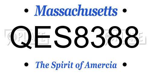 QES8388 Massachusetts License Plate