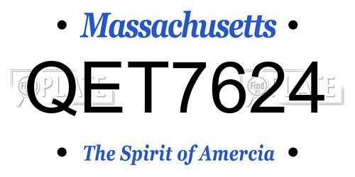 QET7624 Massachusetts License Plate