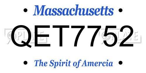QET7752 Massachusetts License Plate