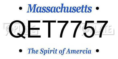 QET7757 Massachusetts License Plate