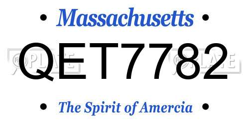 QET7782 Massachusetts License Plate