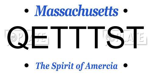 QETTTST Massachusetts License Plate