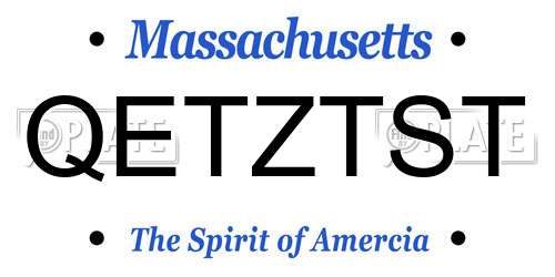 QETZTST Massachusetts License Plate