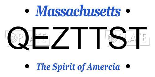 QEZTTST Massachusetts License Plate