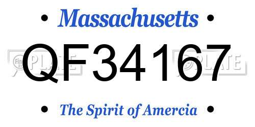 QF34167 Massachusetts License Plate