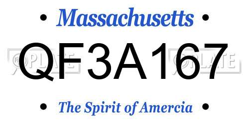 QF3A167 Massachusetts License Plate