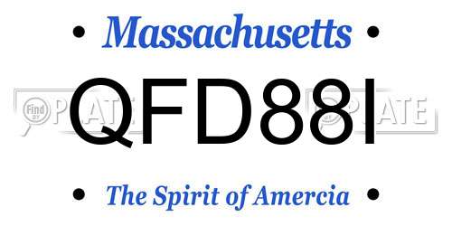 QFD88I Massachusetts License Plate