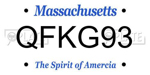 QFKG93 Massachusetts License Plate