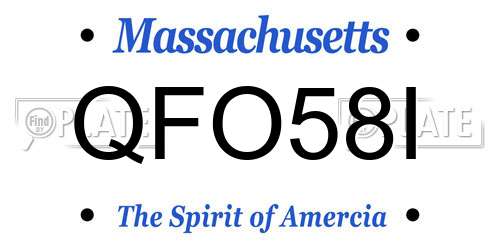 QFO58I Massachusetts License Plate