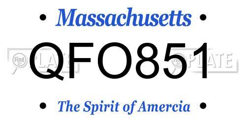 QFO851 Massachusetts License Plate