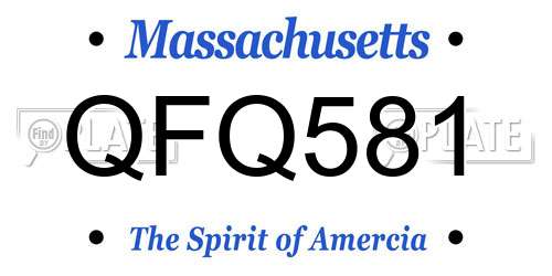 QFQ581 Massachusetts License Plate
