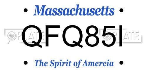 QFQ85I Massachusetts License Plate