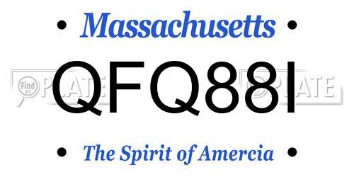 QFQ88I Massachusetts License Plate