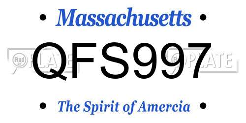 QFS997 Massachusetts License Plate