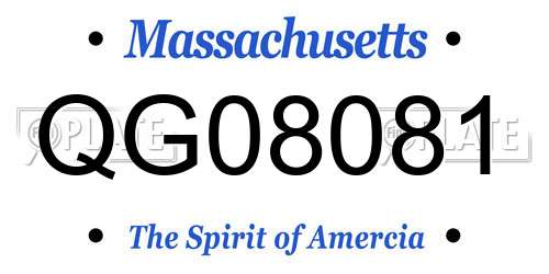 QG08081 Massachusetts License Plate