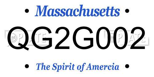 QG2G002 Massachusetts License Plate