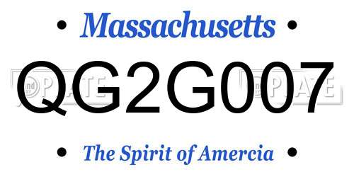 QG2G007 Massachusetts License Plate