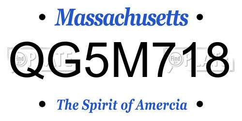 QG5M718 Massachusetts License Plate