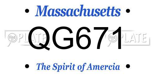 QG671 Massachusetts License Plate