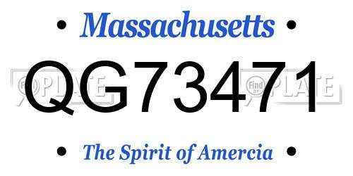 QG73471 Massachusetts License Plate