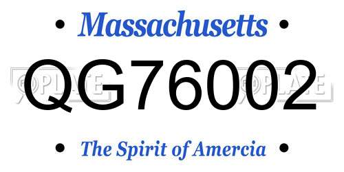 QG76002 Massachusetts License Plate
