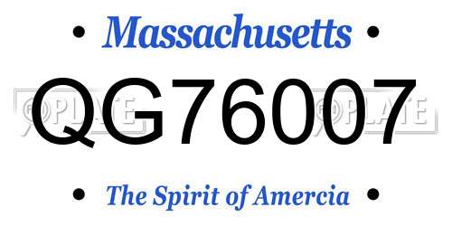QG76007 Massachusetts License Plate