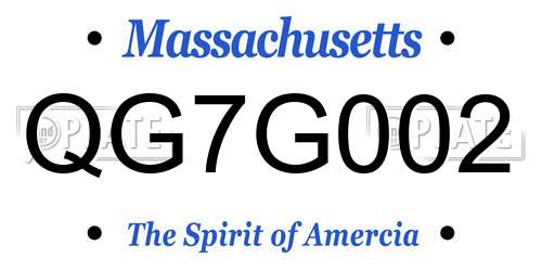 QG7G002 Massachusetts License Plate